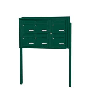 Bloc collectif Leabox 3x2 grade 3 simple face extérieur fixation sur pieds à sceller vert mousse ral 6005 finition brillante