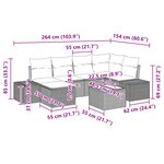 vidaXL Ensemble de canapé de jardin 7 pièces avec coussins en rotin poly brun