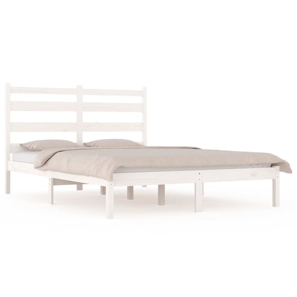vidaXL Cadre de lit Blanc Bois de pin massif 140x190 cm