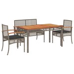 vidaXL Ensemble à manger jardin 4Pièces et coussins Gris Résine tressée
