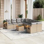 vidaXL Salon de jardin avec coussins 9 Pièces beige résine tressée