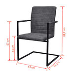 vidaXL Chaises à manger cantilever lot de 2 gris similicuir