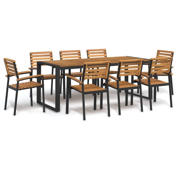 vidaXL Ensemble à manger de jardin 9 Pièces bois d'acacia solide et métal