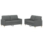 vidaXL Ensemble de canapés 2 Pièces avec coussins Gris foncé Tissu