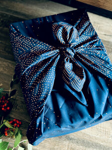 Emballage Réutilisable Furoshiki Coton Recyclé L : Pôle Nord Bleu Nuit