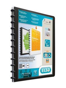 Porte-documents à spirale Vario-zipp avec 20 pochettes A4 Noir ELBA