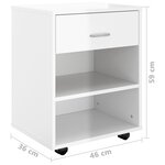 vidaXL Armoire à roulettes Blanc brillant 46x36x59cm Bois d’ingénierie