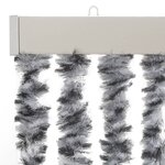 vidaXL Rideau anti-mouches gris et noir et blanc 90x200 cm chenille
