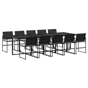 vidaXL Ensemble à manger de jardin 11 Pièces coussins noir résine tressée