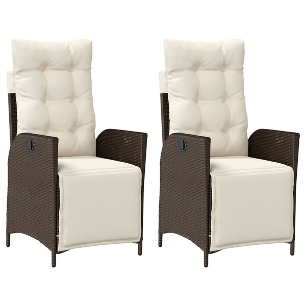 vidaXL Chaises inclinables de jardin lot de 2 avec repose-pied rotin