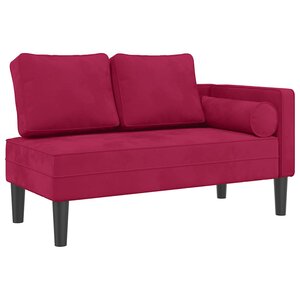 vidaXL Chaise longue avec coussins rouge bordeaux velours