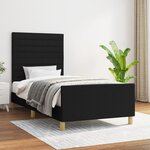vidaXL Cadre de lit avec tête de lit Noir 100x200 cm Tissu