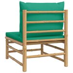 vidaXL Canapé central de jardin avec coussins vert bambou