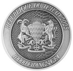 SERPENT ÉMERGENT DU LAIR Cycle sexagénaire chinois Pièce de 2 oz en argent 10000 Francs Tchad 2025