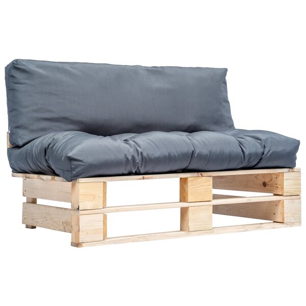 vidaXL Canapé de jardin palette avec coussins gris Pinède