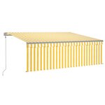 vidaXL Auvent automatique store capteur de vent LED 4x3m Jaune/blanc