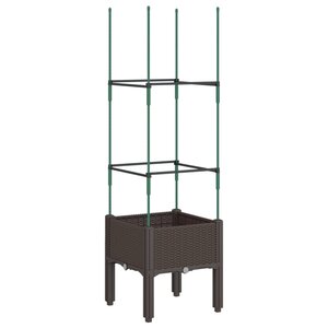 vidaXL Jardinière avec treillis marron 40x40x142 5 cm PP