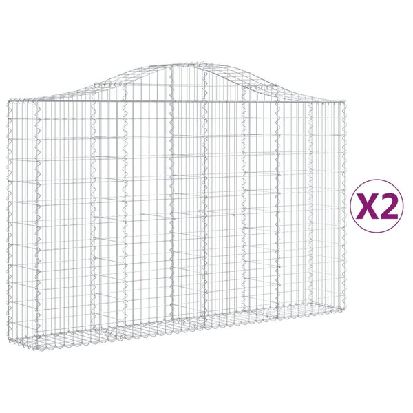 vidaXL Paniers à gabions arqués 2 Pièces 200x30x120/140 cm Fer galvanisé