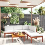 vidaXL Salon de jardin 6 Pièces avec coussins Crème Bois d'acacia solide