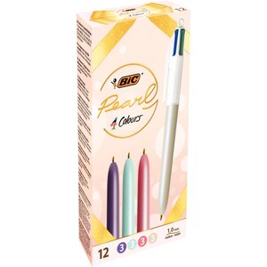 Boîte 12 stylos 4 couleurs Pearl assortis