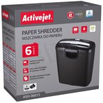 Destructeur de Document Norme P-2 Bande 5,8mm Cap 6 Feuilles 10 Litres Noir ACTIVEJET