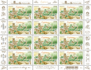 Feuille de 12 timbres - Lagrasse - Lettre verte