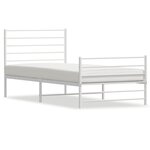 vidaXL Cadre de lit métal avec tête de lit/pied de lit blanc 75x190 cm
