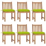 vidaXL Chaises de jardin 6 Pièces avec coussins Bois de teck massif