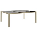 vidaXL Table de jardin 200x150x75 cm Verre trempé/résine tressée Beige