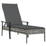 vidaXL Chaises longues lot de 2 avec table et coussins gris poly rotin