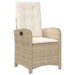 vidaXL Ensemble à manger de jardin et coussins 3 Pièces Beige poly rotin