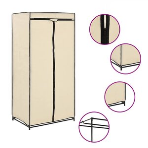 vidaXL Garde-robe Crème 75x50x160 cm