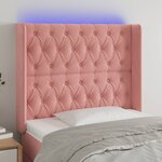 vidaXL Tête de lit à LED Rose 103x16x118/128 cm Velours