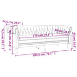 vidaXL Canapé Chesterfield 3 places vert foncé tissu