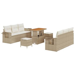 vidaXL Ensemble de canapé de jardin avec coussin 9 Pièces beige et crème