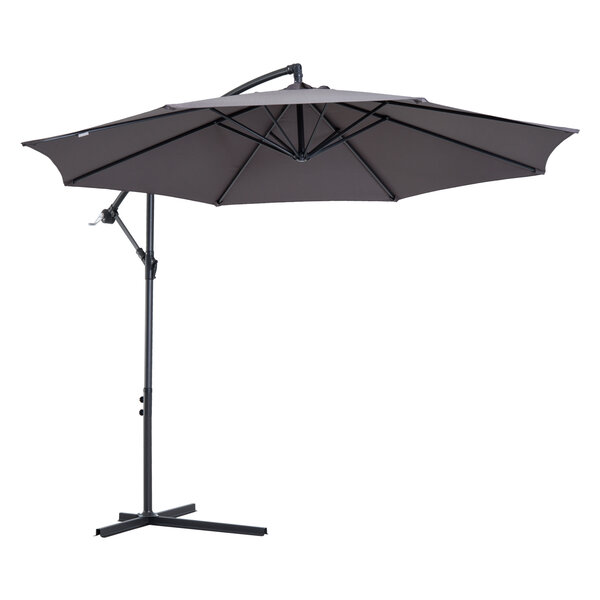 Parasol déporté octogonal inclinable manivelle pied acier Ø 3 x 2 5H m gris