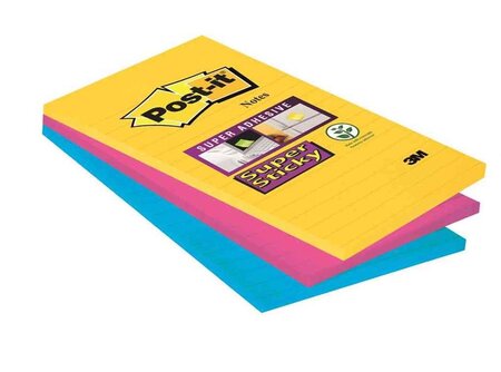 Lot de 3 bloc-notes adhésives Super Sticky Notes, 101 x 152mm POST-IT