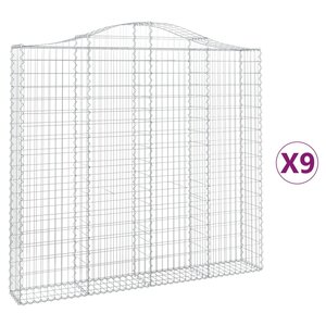 vidaXL Paniers à gabions arqués 9 Pièces 200x30x180/200 cm Fer galvanisé