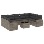 vidaXL Salon de jardin avec coussins 10 Pièces gris résine tressée