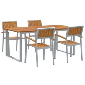 vidaXL Ensemble de salle à manger pour jardin 5 Pièces Gris
