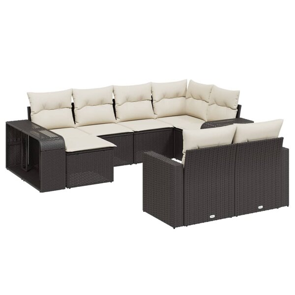 vidaXL Salon de jardin 10 Pièces avec coussins noir résine tressée