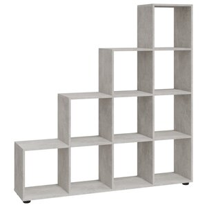 vidaXL Bibliothèque escalier Gris béton 142 cm Bois d'ingénierie