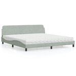 vidaXL Lit avec matelas gris clair 200x200 cm velours
