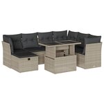 vidaXL Salon de jardin 8 Pièces avec coussins gris clair résine tressée