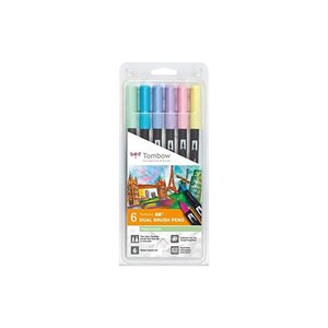 Tombow Feutre double pointe DUAL BRUSH PEN ABT tons pastel lot de 6