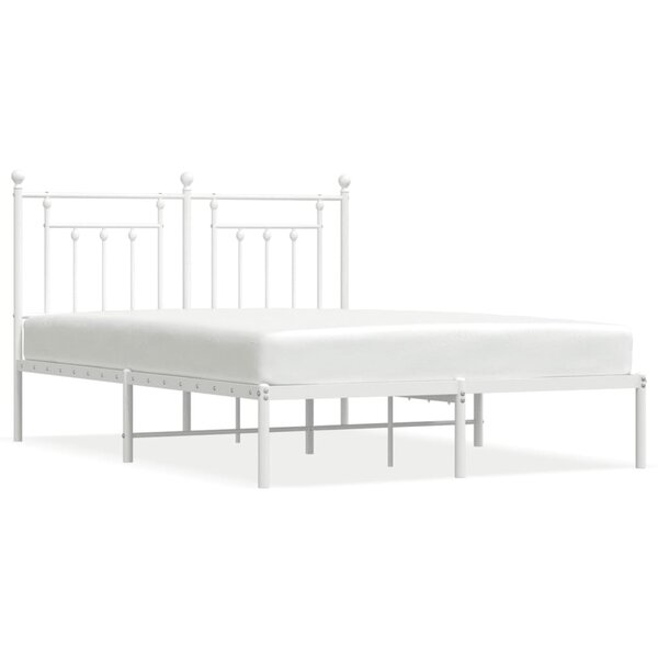 vidaXL Cadre de lit métal avec tête de lit blanc 140x190 cm