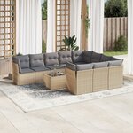 vidaXL Salon de jardin 11 Pièces avec coussins beige résine tressée