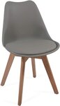 Lot de 4 chaises de salle à manger scandinaves assise rembourré pieds en bois hêtre rétro chaise pour salon chambre cuisine bureau gris 01_0000717
