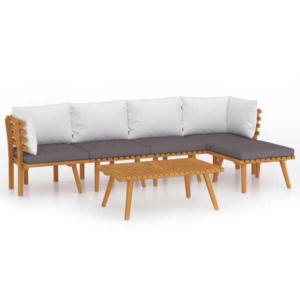 vidaXL Salon de jardin 6 Pièces avec coussins Bois d'acacia solide