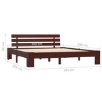 vidaXL Cadre de lit Marron foncé Bois de pin massif 160x200 cm